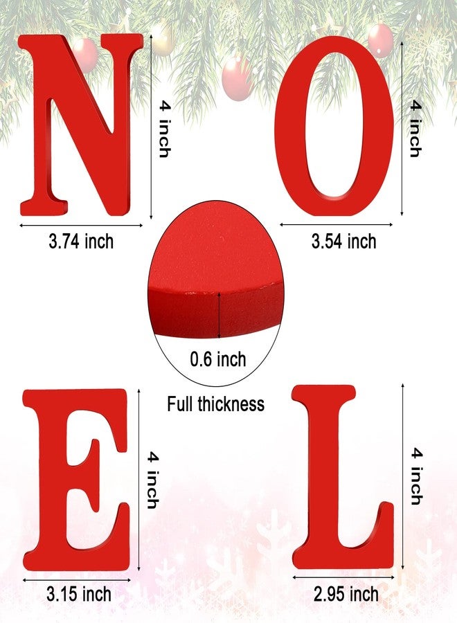 Quzzil Wooden Noel 4 Pieces Centerpiece Table Decoration Noel Wood Noel Rustic Christmas Decor Wooden Noel Decorative Display Sign Xmas Noel Table Decoration for Christmas Home Table Decoration - Image 2